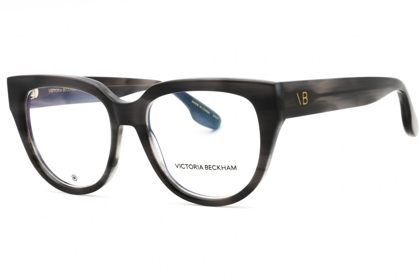 Victoria Beckham VB2674 - Striped Grey/Clear Demo Lens